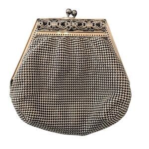 Talbots Metal Mesh Evening Bag Silver Kiss Lock Chain Purse Vintage